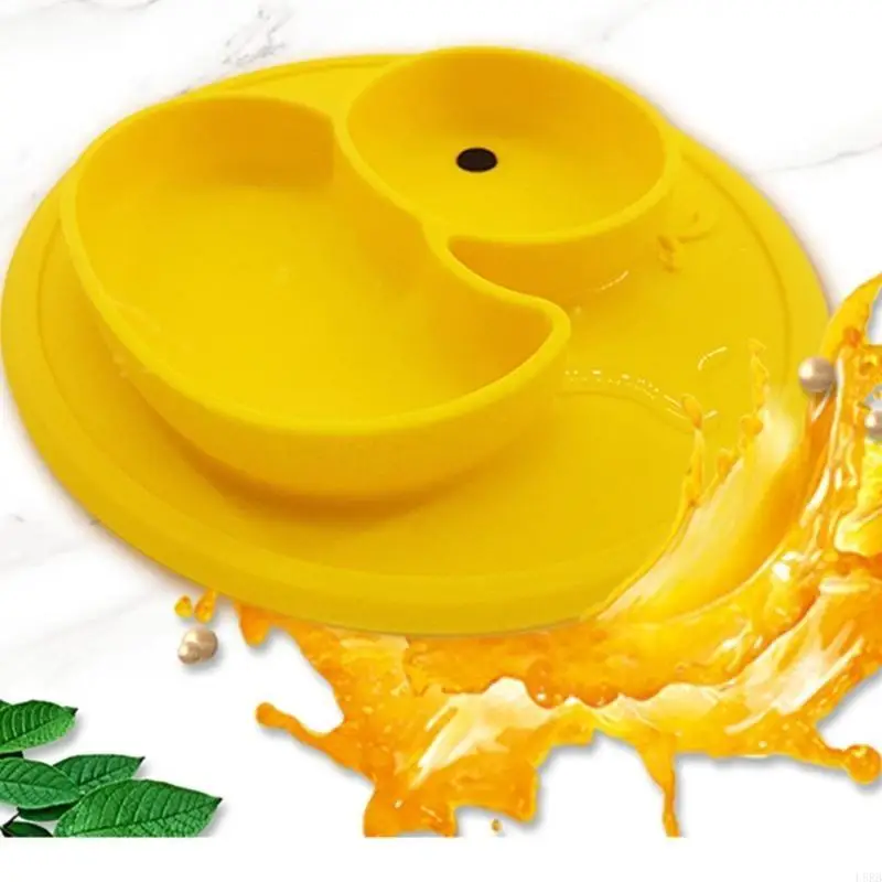Bát silicon 2 ngăn cho bé tập đi Bát đĩa chống trượt Máy rửa chén an toàn L8RB