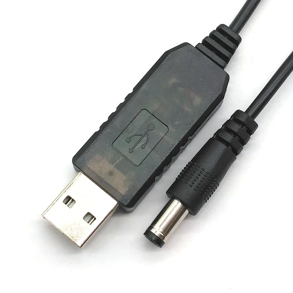 스텝 업 모듈 USB 컨버터 어댑터 케이블, USB 전원 부스트 라인, DC 5V-DC 9V, 12V, 2.1x5.5mm 플러그