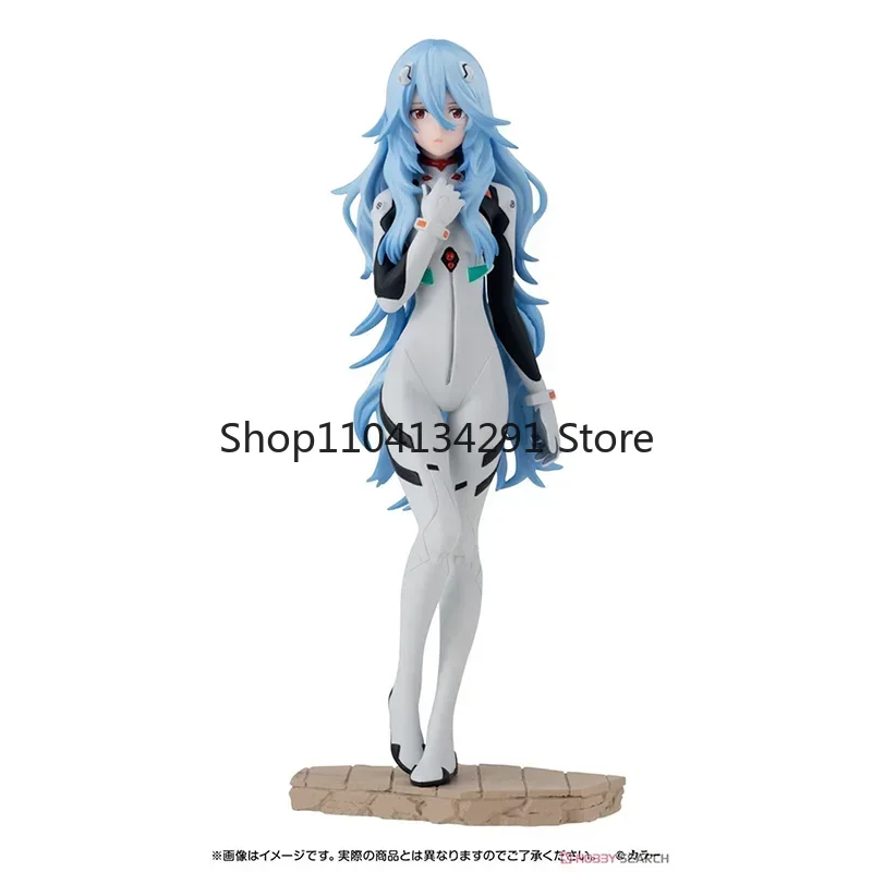 Bandai Original EVANGELION figura de Anime Ayanami Rei Shokugan figuras de acción de pelo largo juguetes para niños regalo modelo coleccionable