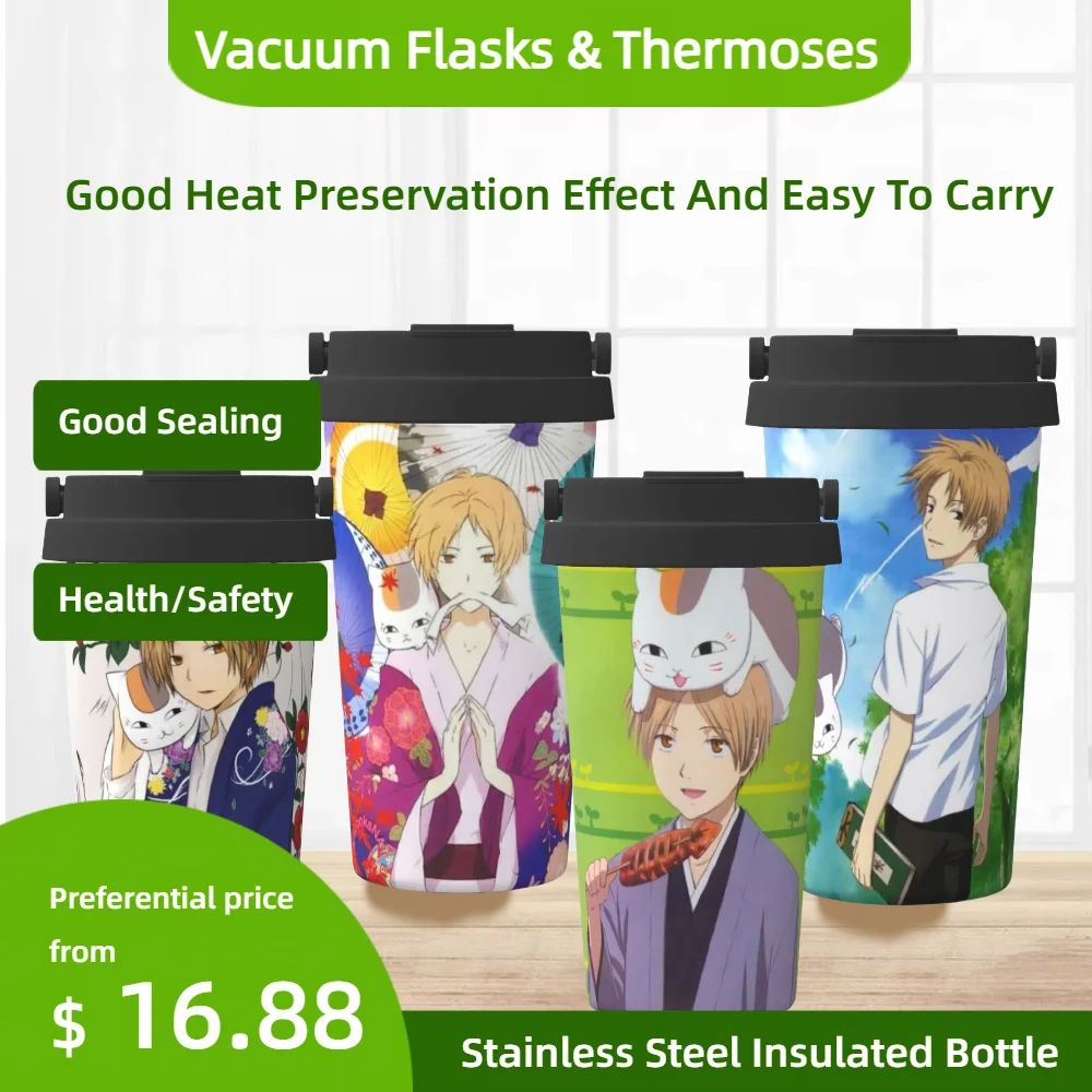 Natsume Yūjin chō Vacuum Flasks & Thermoses Natsume 18OZ Straw Cup Water Bottle Sports Insulated Kettle Stainless Shaker Bottles