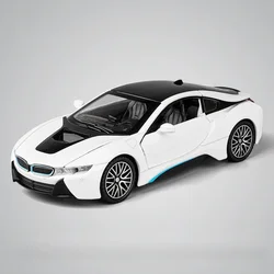 BMW I8 1:32 Super Sport Car Diecast Metal Alloy Model Car Pull Back Simulation Collection Kid Miniatures Sound & Light Toy Gift