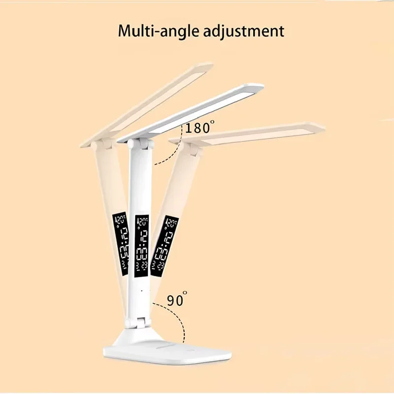 180 °     Rotating Foldable Desktop Reading Night Light USBEye Protection New Rechargeable LED Clock Dimmable Table Lamp