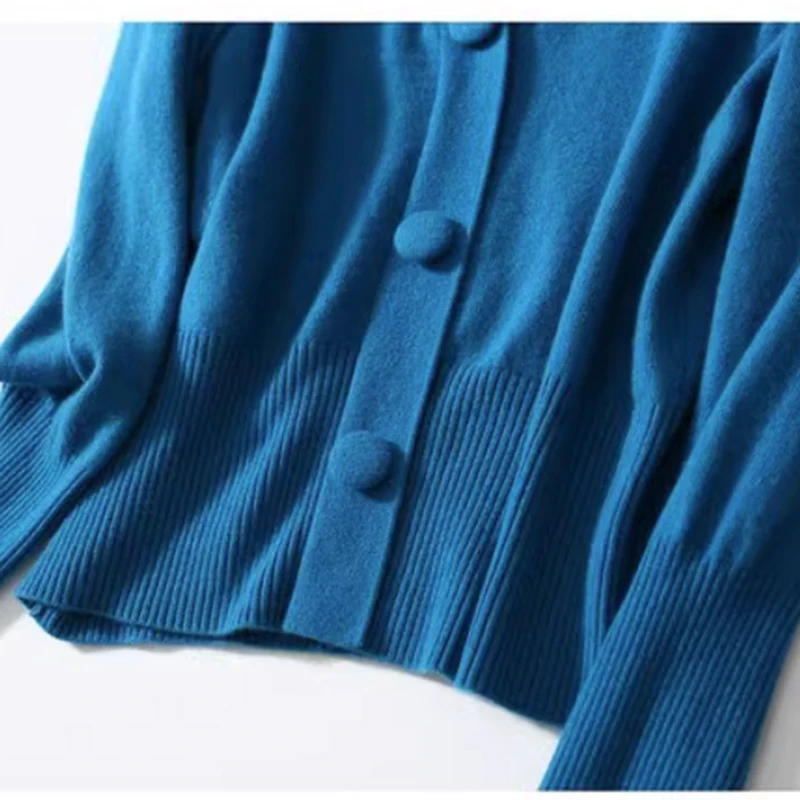 Elegant V Neck Pullover For Women Autumn Winter Woman Clothes Blue Long Sleeve Sweaters Mujer Korean Fashion Knitted Tops Female