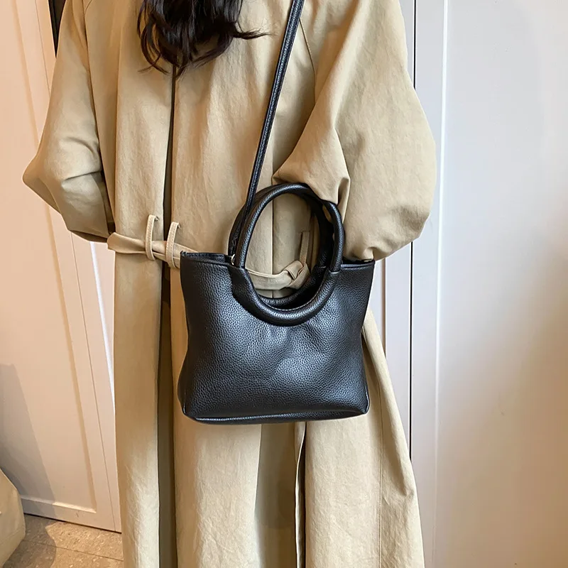 2024 Women\'s Satchel Advanced Cloud Bag lychee Circle hand Bag Korean Version Lady’s Single shoulder Crossbody Bag