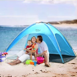 Kaima 2-3Persons Portable Ultralight Summer Beach Tent Foldable Outdoor Camping Pergola with 3open Doors Silver Coated Sunscreen
