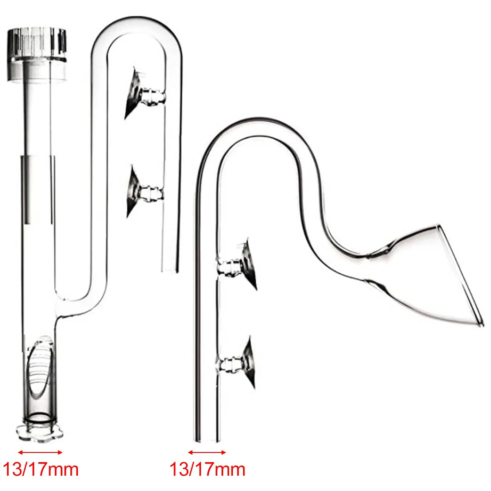 Clear Glass Aquarium Lily Pipe Outflow & Inflow Skimmer Filter Planted 13/17mm for Tubing Surface Plant Aquatic Filter System