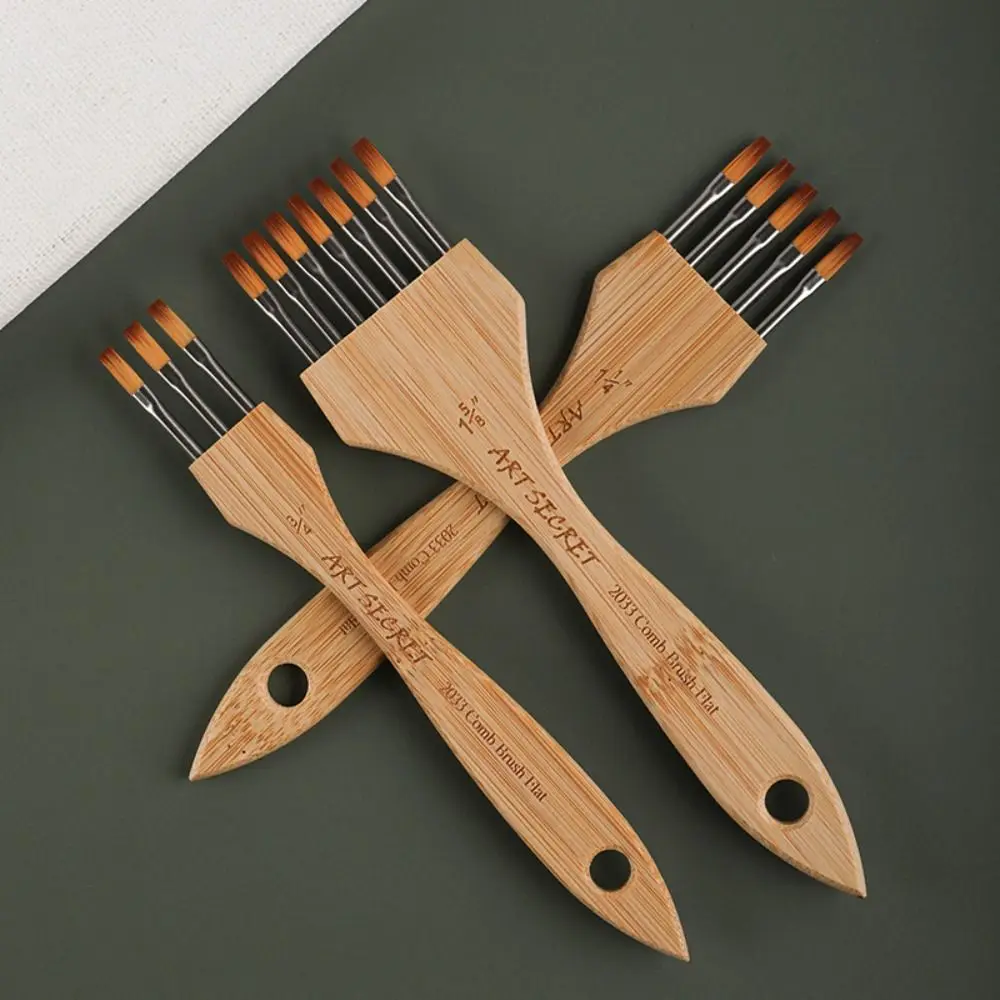 Round/Flat Multi-Tooth Painting Brush Flexibility Good Pigment Adsorption Watercolor Brush Smooth Painting Nylon Art Paint Brush