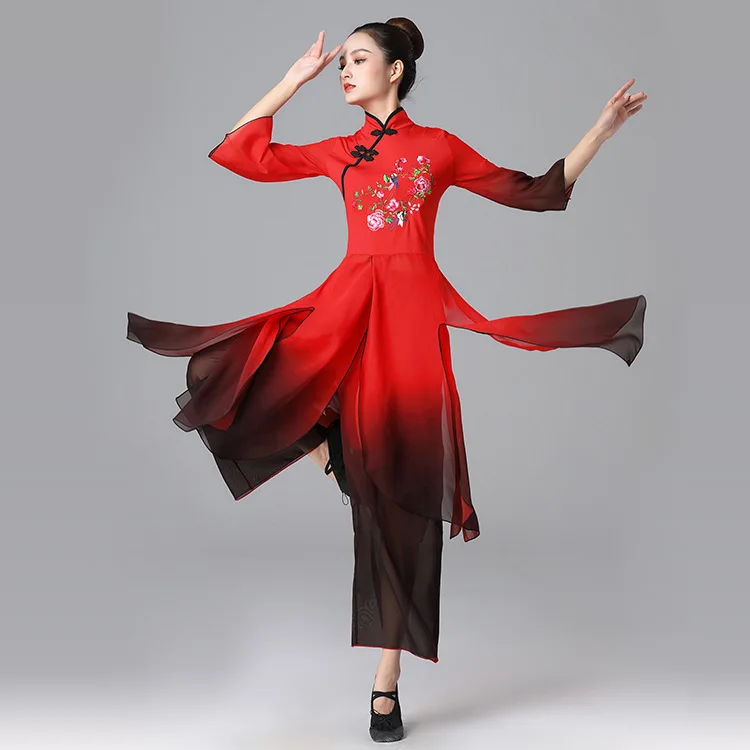 Square Dance Yangge Costume New Fan Classical Dance Costume Set Female Ethnic Dance Costume Performance