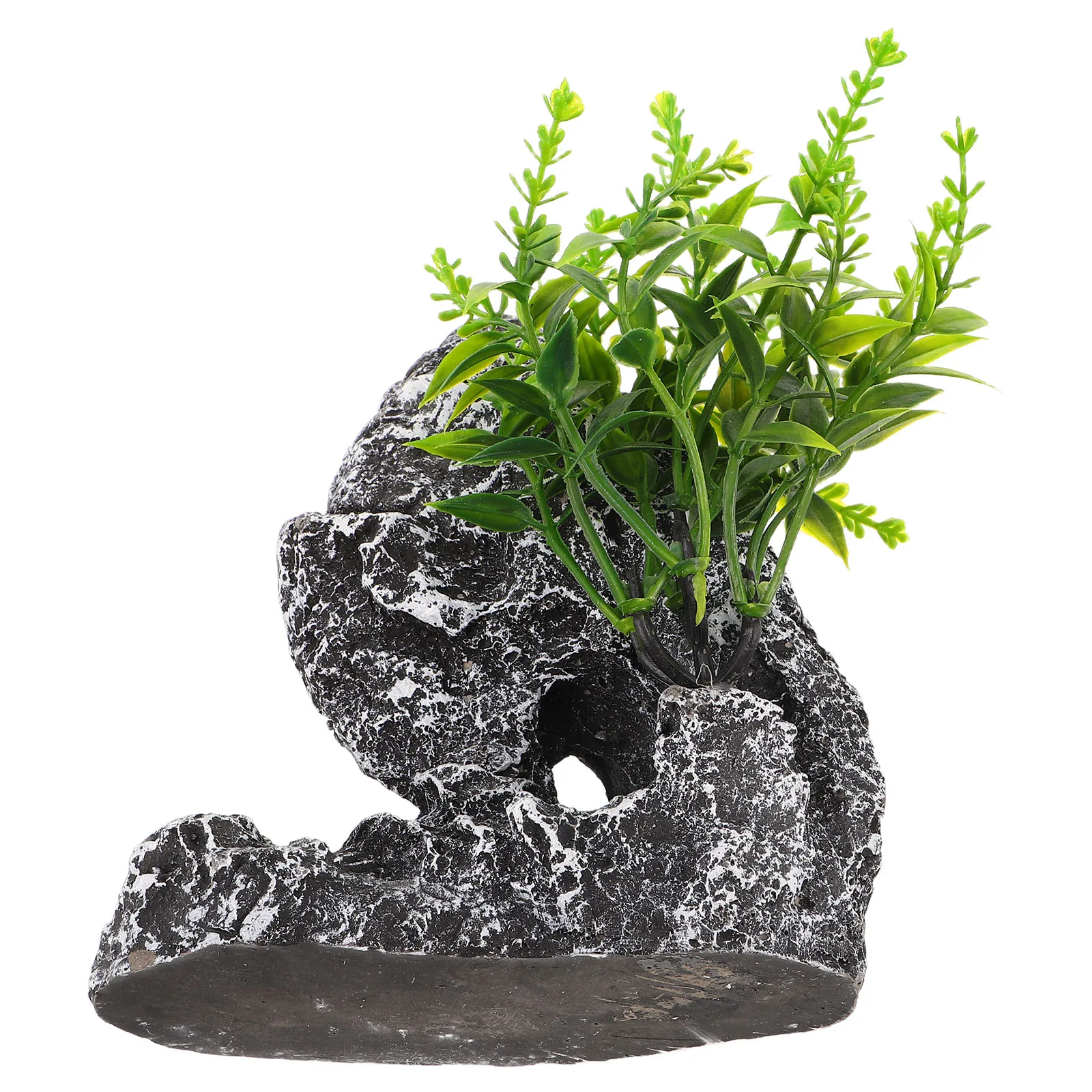 

Decor Emulational Rockery Aquarium Hides for Fish Decorative Fake Stone Ornament Dark Grey Mountain Sculpture
