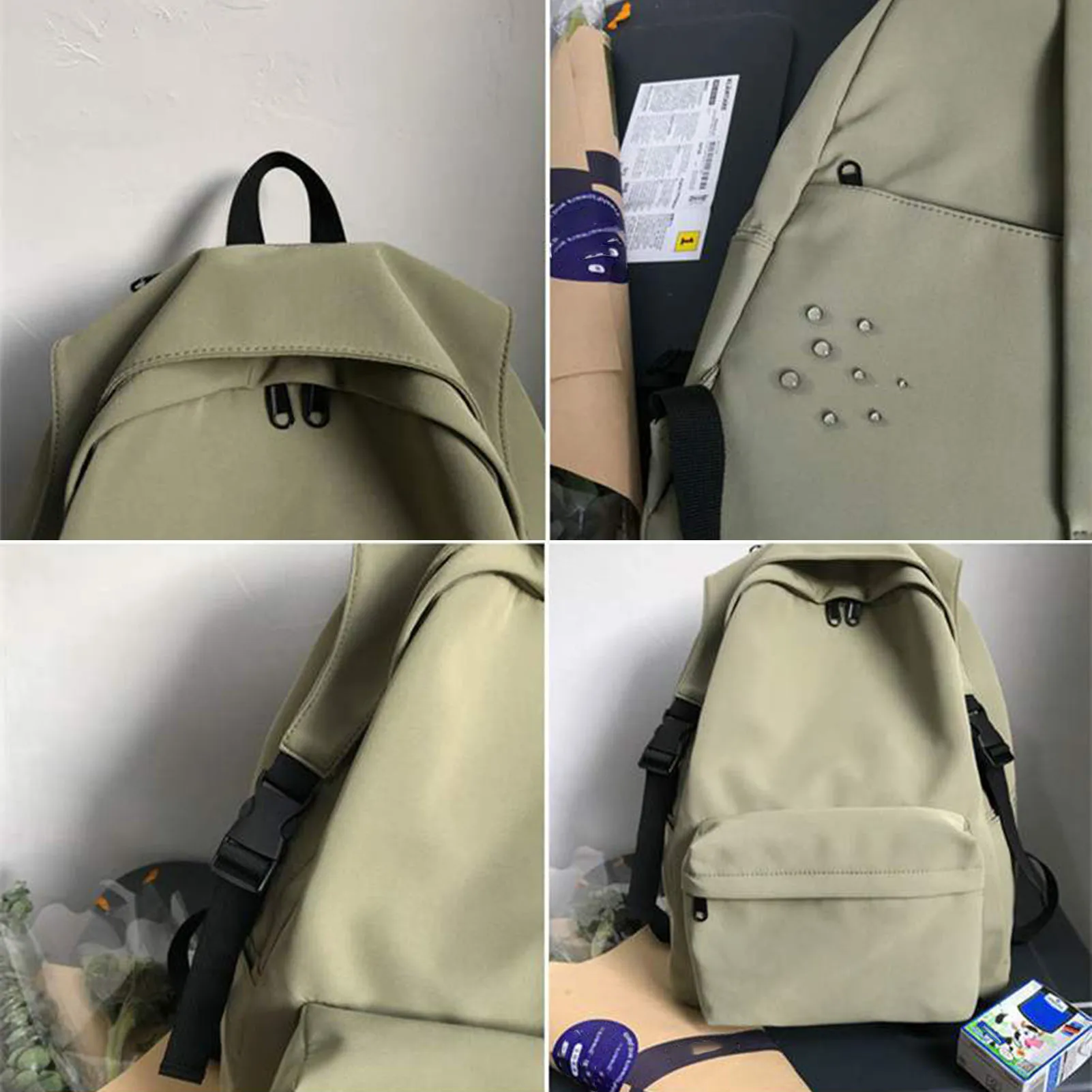 Solid Color Minimalist School Bag Waterproof Computer Backpack for Outdoor Camping Hiking