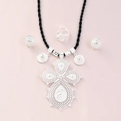 Silver Color High Quality Newest Cross Item Jewelry Sets  Ethiopia Eritrea Sets For Women's Habesha Wedding Party Gifts