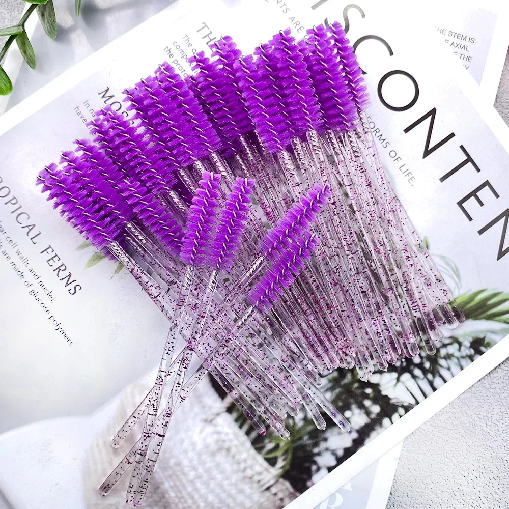 300Pcs Disposable Eyelash Spoolies/Mascara Wands - for Lash Extensions, Eyebrows & Makeup, with Crystal Handles