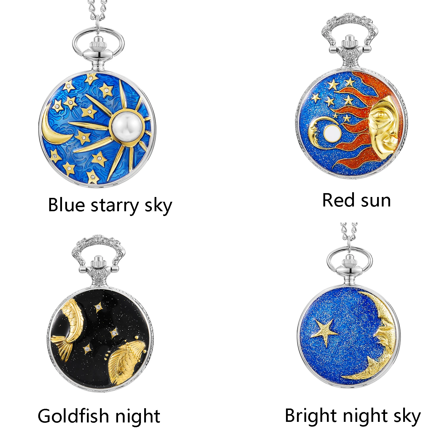 Retro men pocket watch college windy day moon stars personality appearance women pocket watch children quartz pocket watch