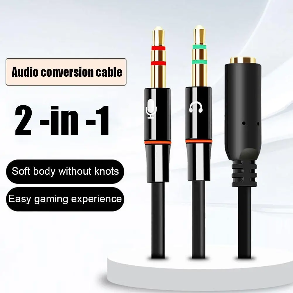 2 In 1 3.5mm Headphone Splitter Adapter (Microphone + Audio) Y Cable Splitter For Micphone Mixer Compatible For Phone Laptop