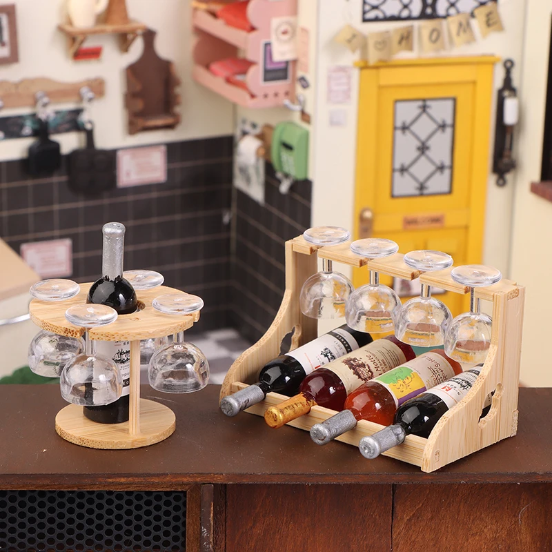 Ensemble de mini supports pour verres à vin pour maison de poupée ; Modèle de gobelet, décoration de maison et accessoire de jouet pour meubles.