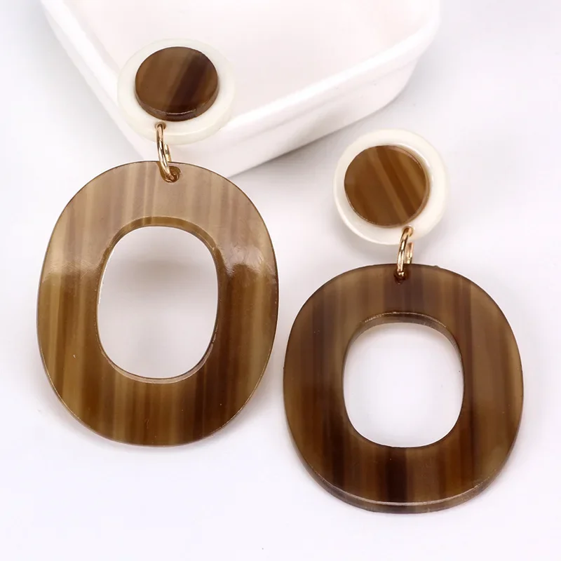 

New semi-transparent brown irregularly textured earrings