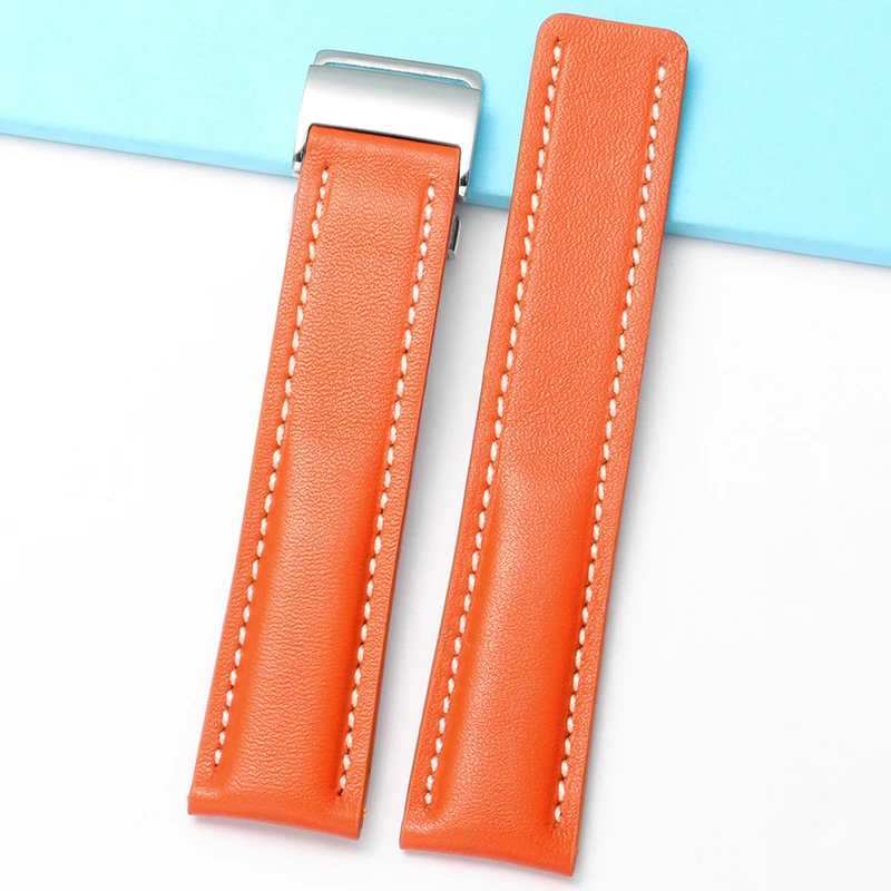 

22/24mm Fit for Breitling Strap Italy Genuine Leather watch band Premier B01 Colt Chronograph Avenger AVIATOR 8 316L buckle
