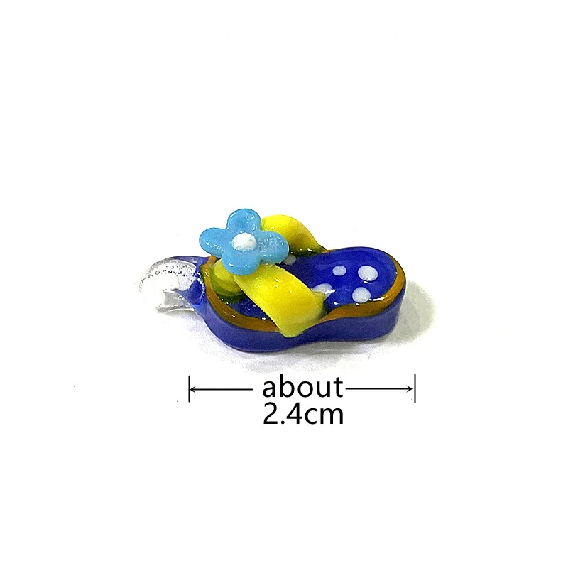 2pcs Colorful Slippers Glass Charms Mini Shoes Pendant Ornaments for Diy Jewelry Necklace Making Accessories or Christmas Decor