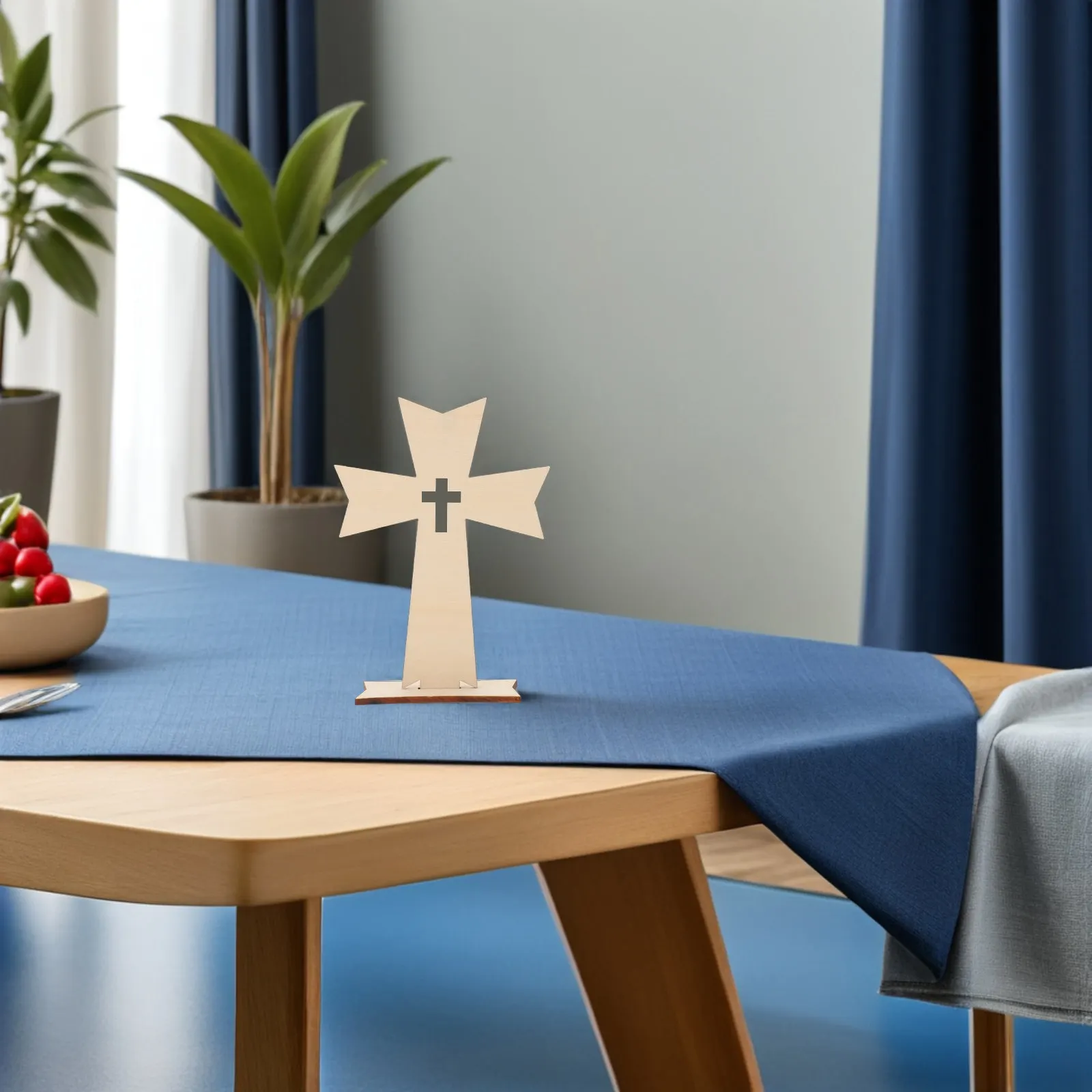 4Pcs Christian Wooden Cross Decor Blank Tabletop Altar Crosses for Home Church Baptismal Gift Religious Prayer Crucifix