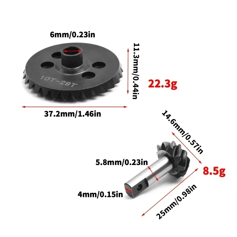 Steel Helical Spiral Differential Ring Pinion Gear Set 29T 10T for 1/10 Trxs Summit E-REVO E-MAXX T-MAXX SLASH 4X4 XO-1