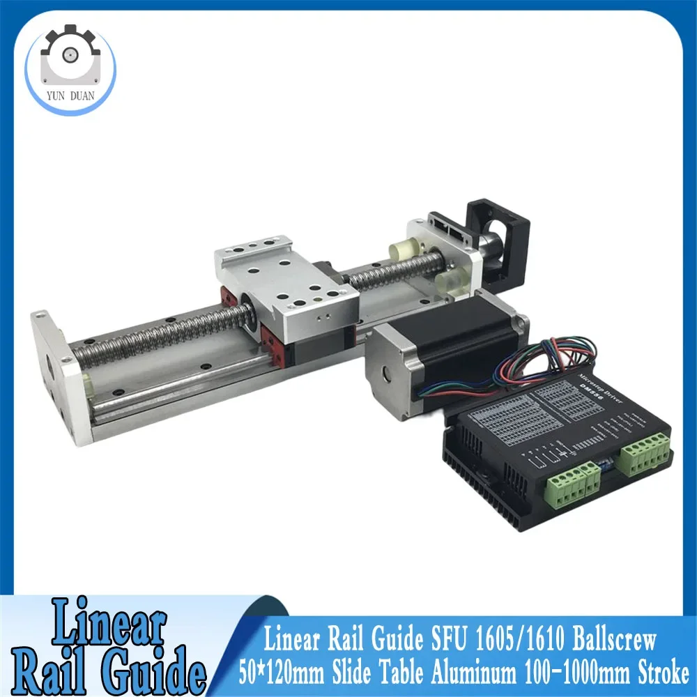 Kits de Alumínio do Motor Deslizante Guia Linear do Trilho Ballsscrew Sfu1605 1610 12 nm nm 3nm Nema23 57 100 1000 mm 2×15 mm