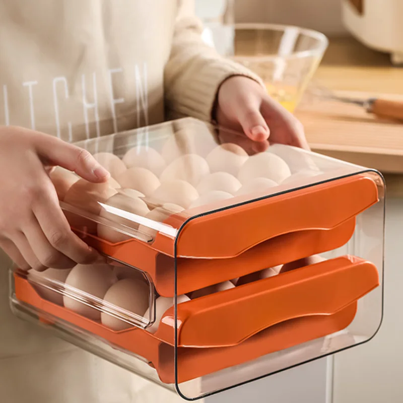 Refrigerator Egg Storage Box Fresh Plastic In Different Compartments Home Kitchen Organizer Rack Household Stacked Egg Tray