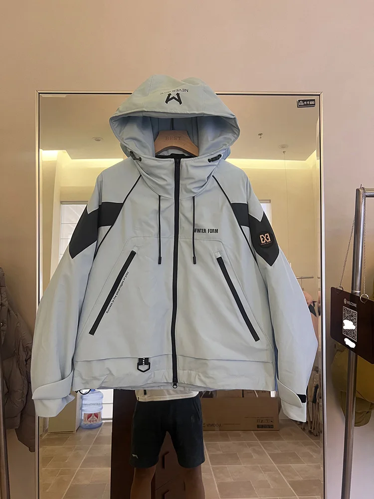 韓国風ファッションワークウェアカジュアル万能ホワイトダックダウンジャケットトレンドレディース冬新作フード付きダウンジャケット