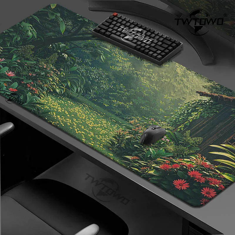 Green Forest Mouse Pad Gamer printon demand Custom Mousepad XXL Mouse Mat Natural Rubber Soft Gaming laptop Desktop Mouse Pad