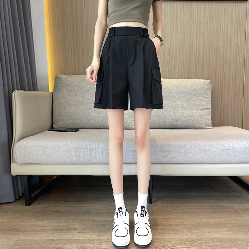 

Pockets Shorts Women's Sports Shorts Summer Solid High Waist Shorts Women Fashion Casual Basic Short Pants Female V184