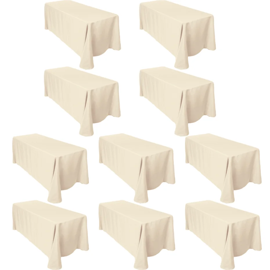 

10 Pack 90x132 Inch Rectangular Tablecloths with Rounded Corners - Commercial-Grade Polyester Table Covers in Classic Neutrals - Stain & Wrinkle Resistant for Banquets, Weddings & Restaurants - Machine Washable Hotel/Event Essential - Office, Home & Party