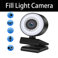 Webcam Mini 1080P Camera USB Computer Noise Canceling Microphone With Ring Fill Light For Youtube PC Laptop Video Live Camera