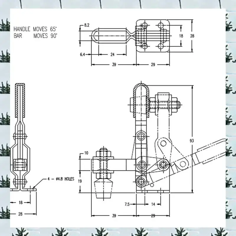 ABLG 4PCS Vertical Quick-Release Toggle Clamp 102B - 220 Ibs Holding Capacity W Rubber Pressure Tip Easy To Use Silver