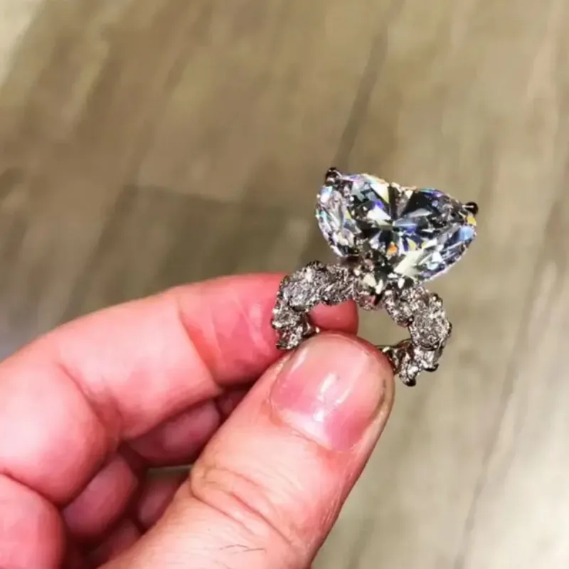 Classic Engagement Ring Heart Shape AAAAA Cubic Zircon Silver Color Party Promise Women Wedding Band Ring Gift