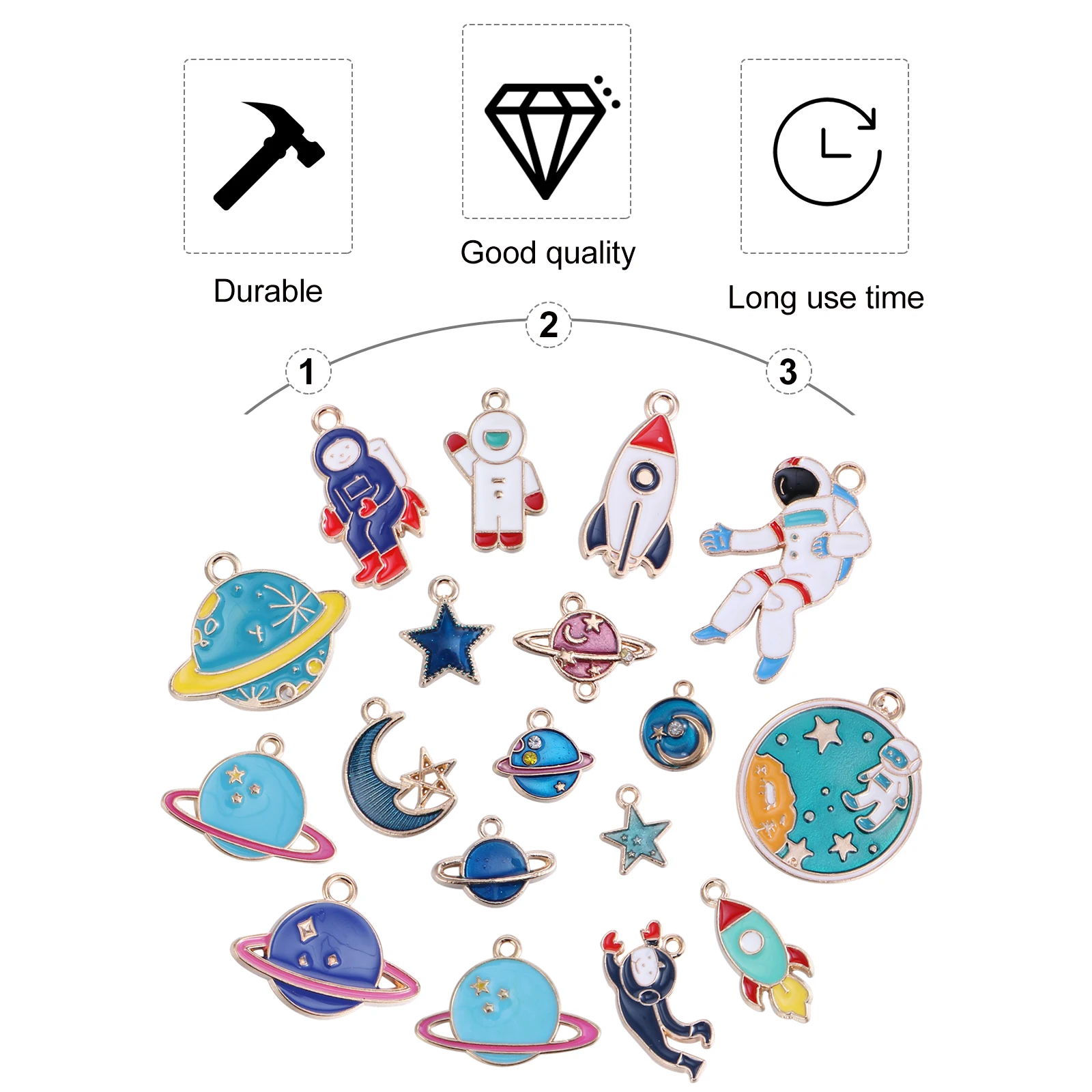 

18 Pcs Astronaut Accessories Jewelry Pendant Charms for Making Pendants Alloy Space Theme Zinc Spacer Beads Necklace Small