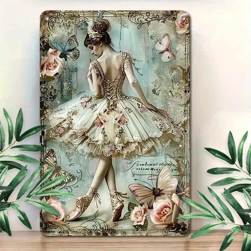 

Ballet - Themed Aluminum Metal Wall Art, Graceful Dancer Decor for Home, Decorative Wall Poster, 7.9x11.8" or 11.8x17.7", 1pc