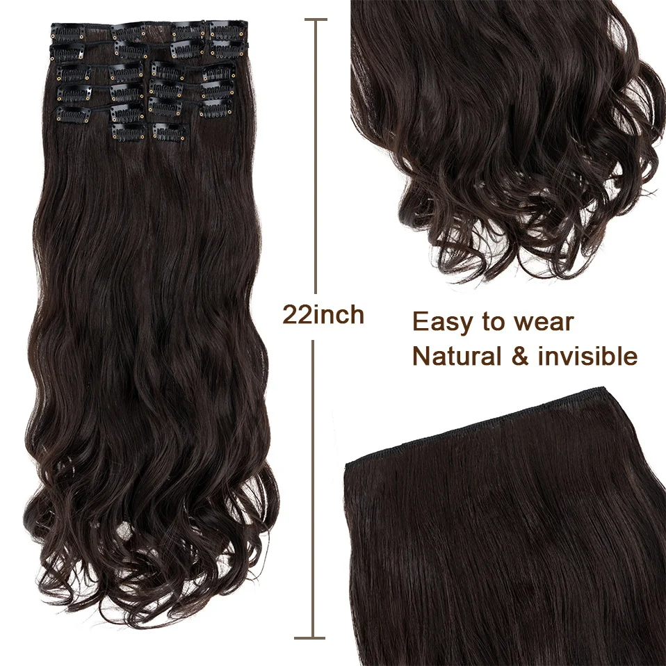 BENEHAIR 180g 12PCS Wavy Clip in Hair Extensions 22\