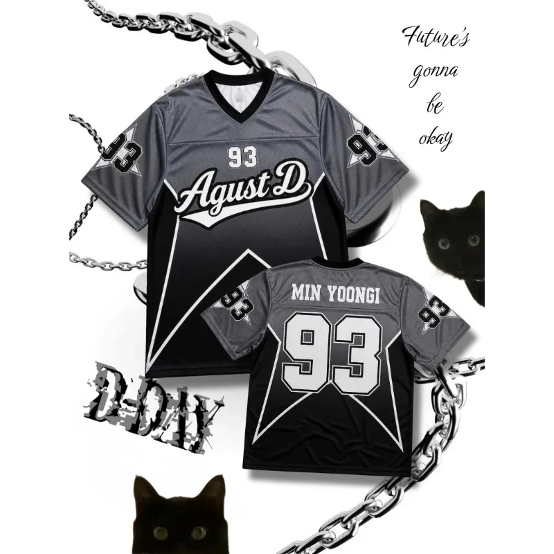 2026Summer #93 Jersey Streetwear Vintage Style Short Sleeve Hip Hop Sports Fashion Kpop Style Mesh Football Jersey V-Neck Jersey