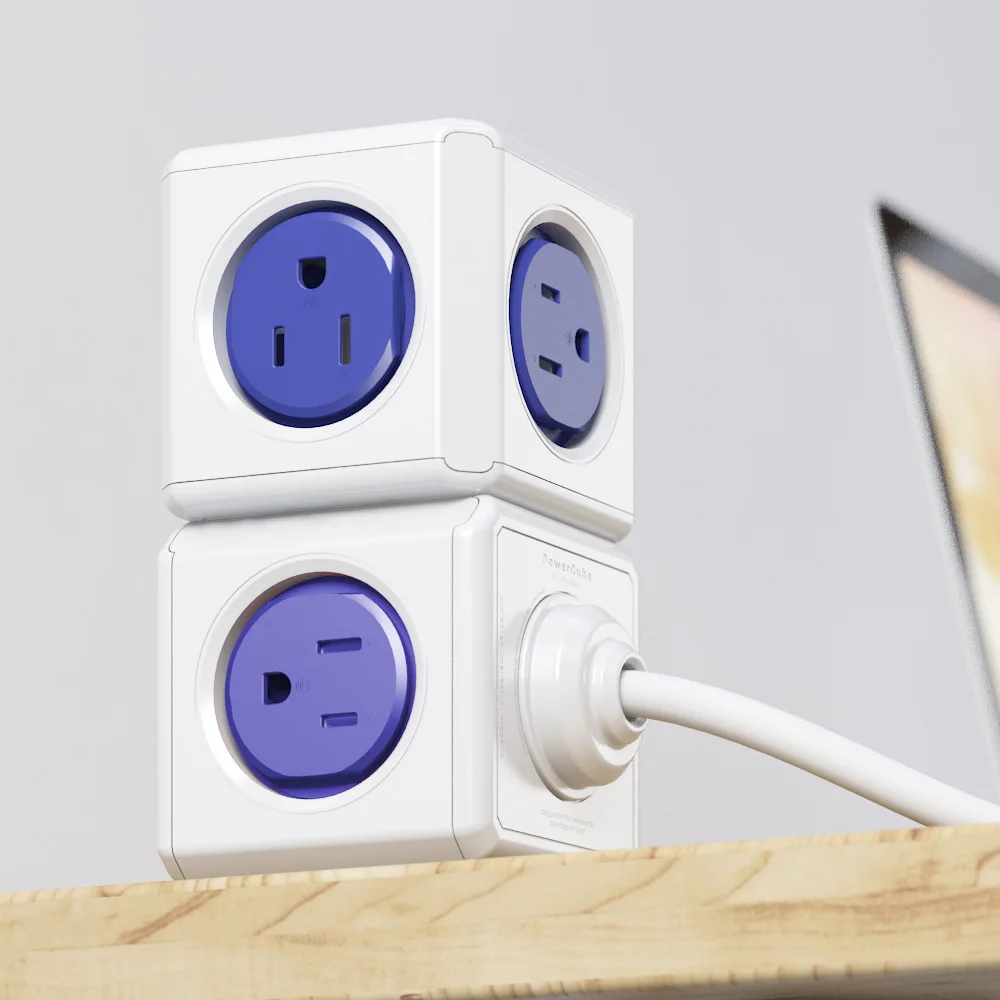 Portable Travel Cube Power Strip With 59.06inch Extension Cord, 2 Usb- Colorful And Versatile Outlet Types, Perfect Plug Adapter