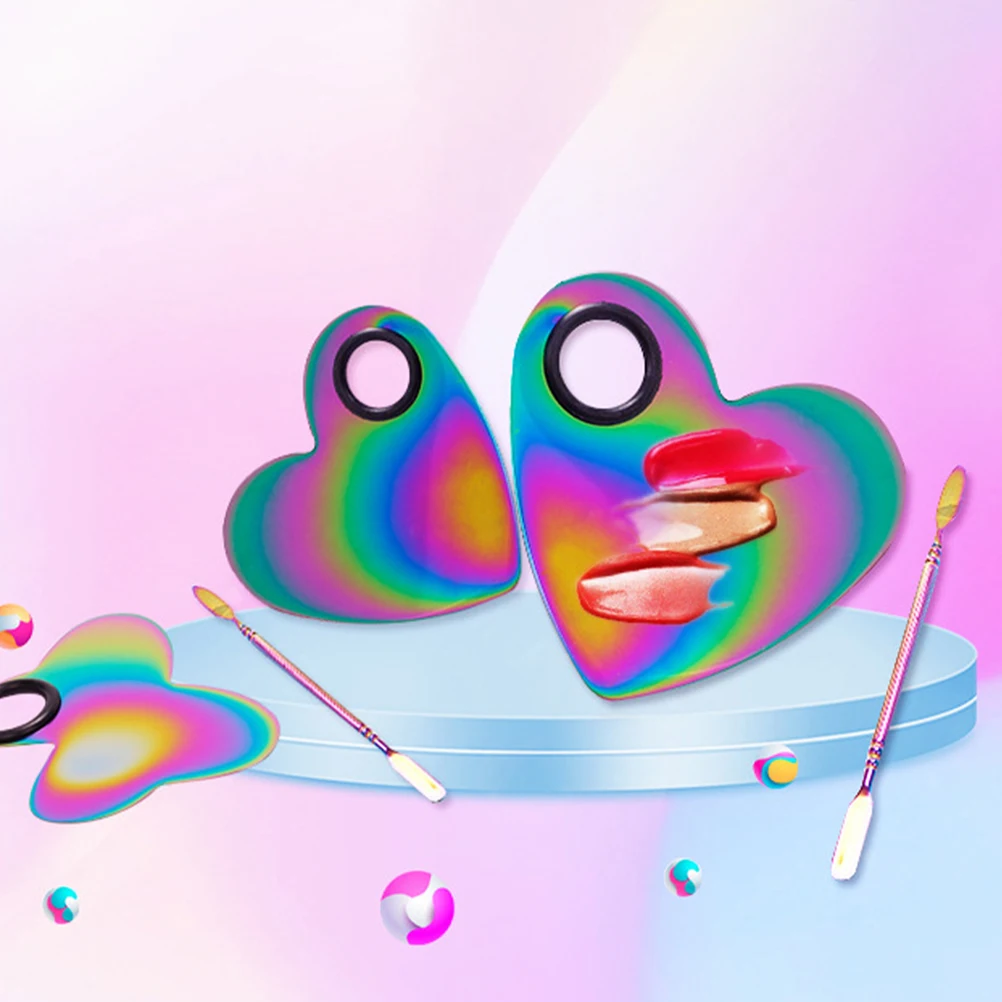 

Nail Color Mixing Professional Makeup Plates Foundation Heart Shape Easy Clean Portable Tools Spatulas for Home Use
