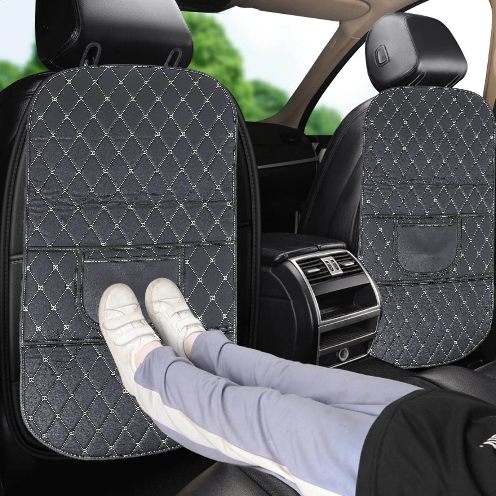 

2 шт., защита для спинки автомобильного сиденья, коврик-органайзер, противоударная накладка, чехол для сиденья, коврик для хранения автомобиля, противоударный коврик