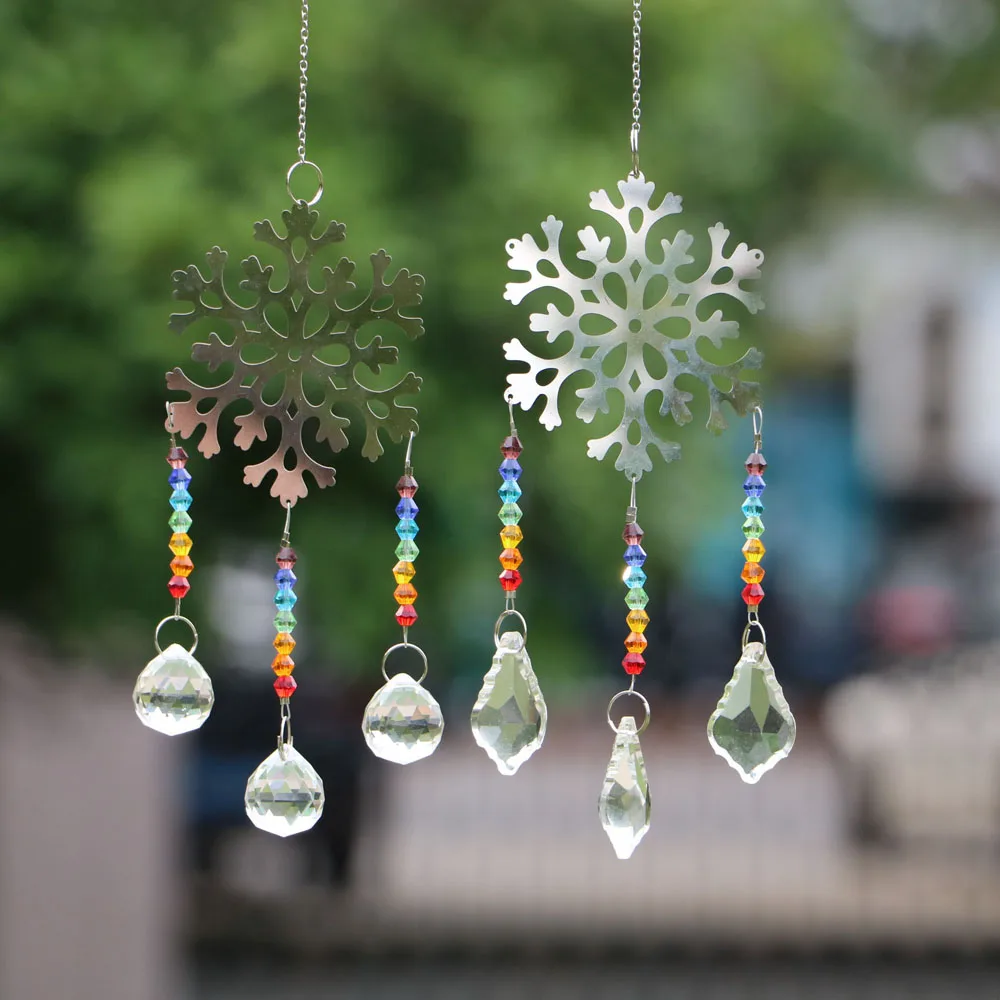 Window Crystal Suncatcher Pendant Christmas Snow Sun Catchers To Hang Prismas Decoration Room Garden Catch Sun Glass Prisms Gift