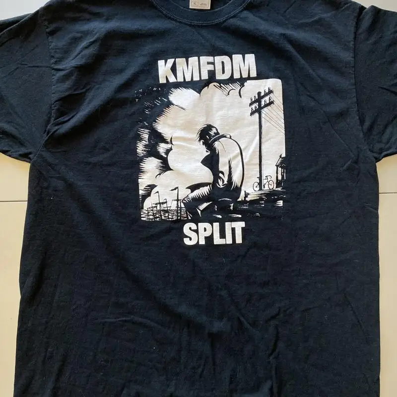Vintage KMFDM Split Painful As Hell Black Heavy Metal Industrial T Shirt XL RARE