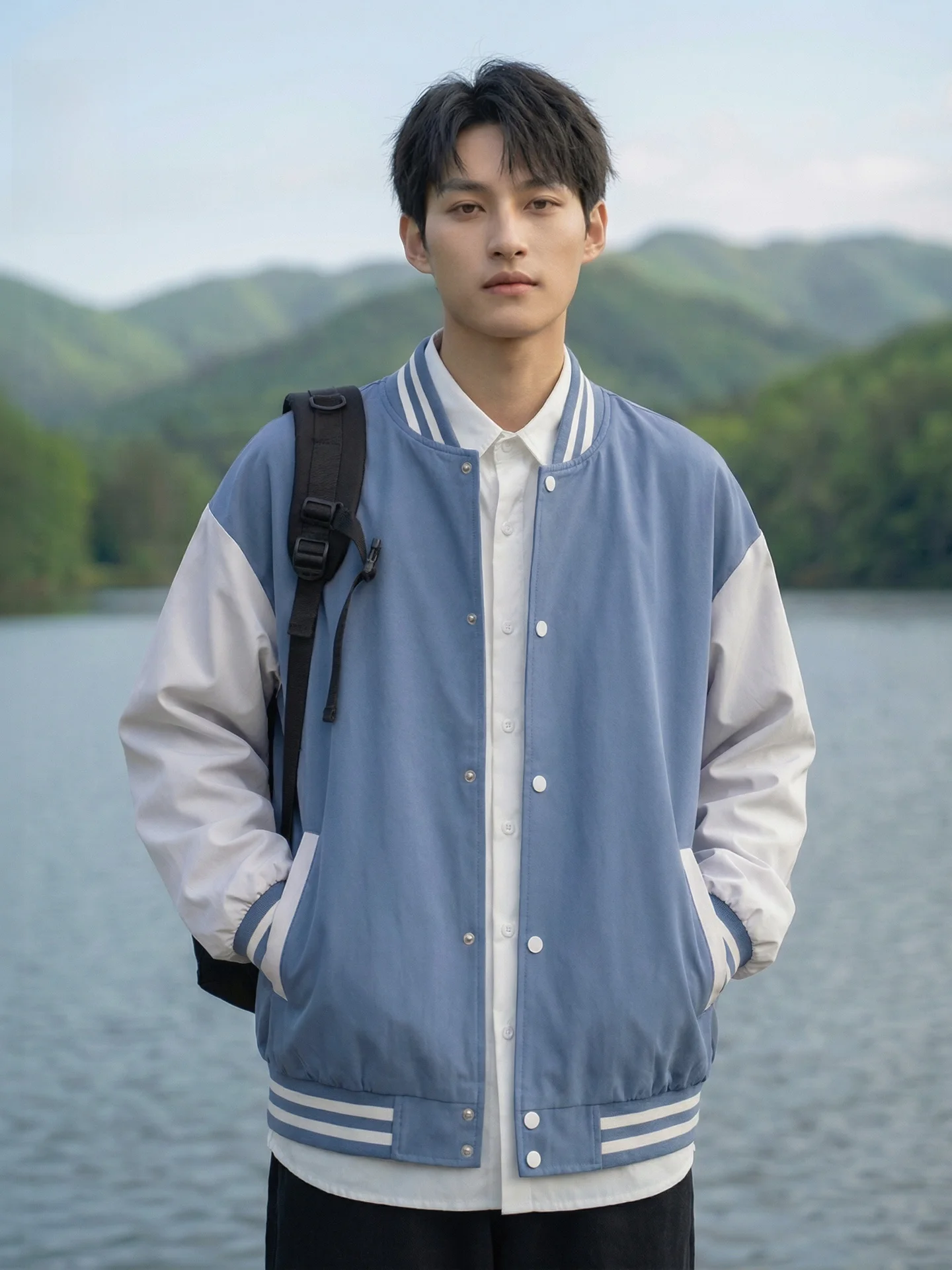 

American Motorcycle Jaet Outerwear ex Spring Color Blo Vibe Workwear High Street Korean Version Haome Baseball Vest