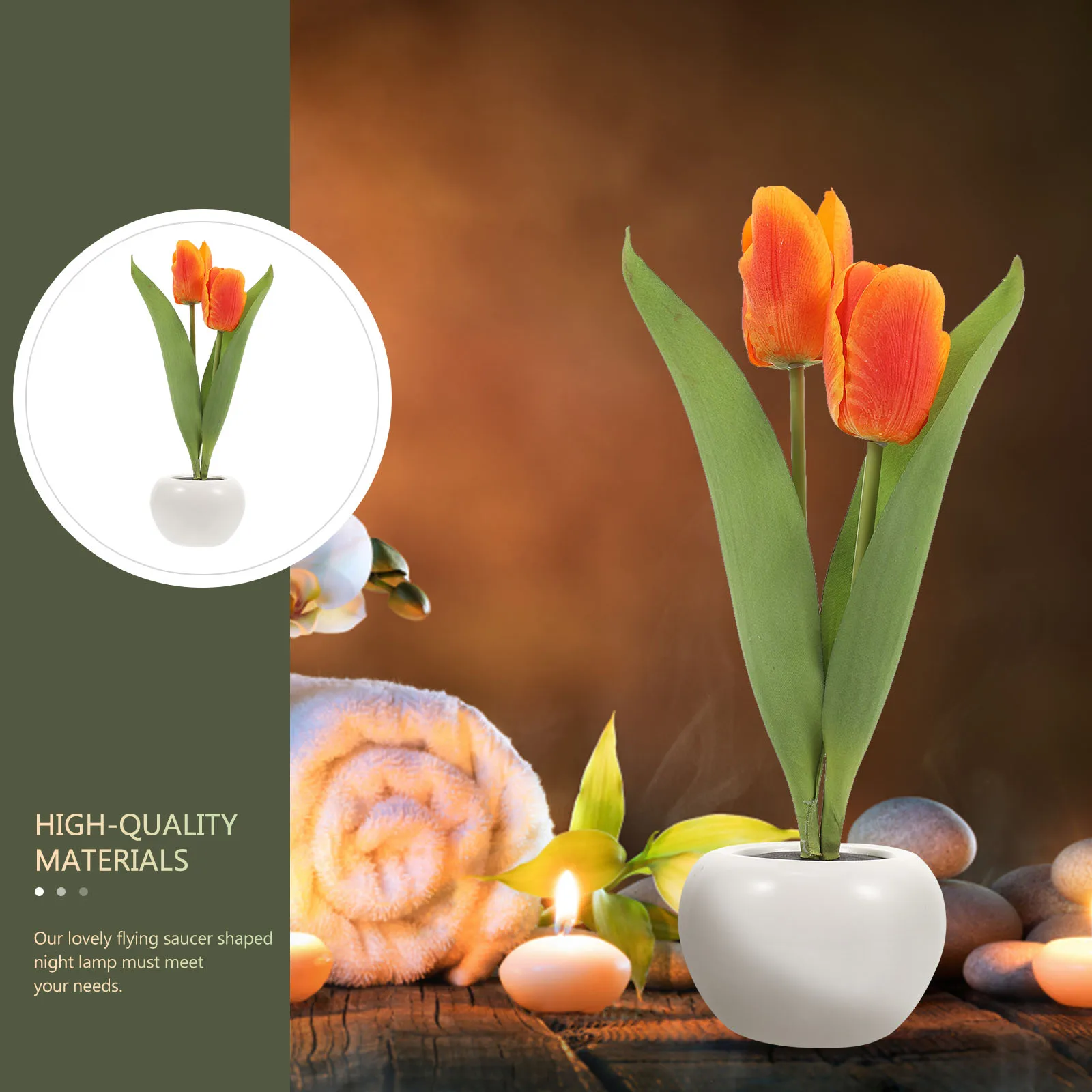 

Tulip Bonsai Night Light Creative LED Light Decor Home Desktop Ornament Unique Chic Pretty Realistic Modeling Exquisite