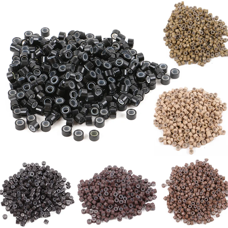 

Xuchang Harmony 1000 шт. 4,5*2,5*2,5 мм алюминиевые силиконовые микрокольца с подкладкой бусины для наращивания волос 9 цветов на выбор