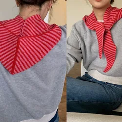 Korean Contrasting Striped Bomber Hat Dual-purpose Shawl Fashion Versatile Autumn Winter New Scarf Neck Protection Warm Scarf