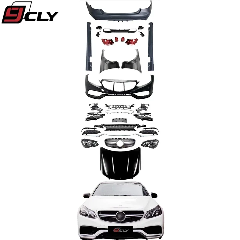 CLY Full car body kit for Mercedes Benz E class W212 10-13 Upgrade E63 AMG 14-16 front rear bumper engine hood grill diffuser