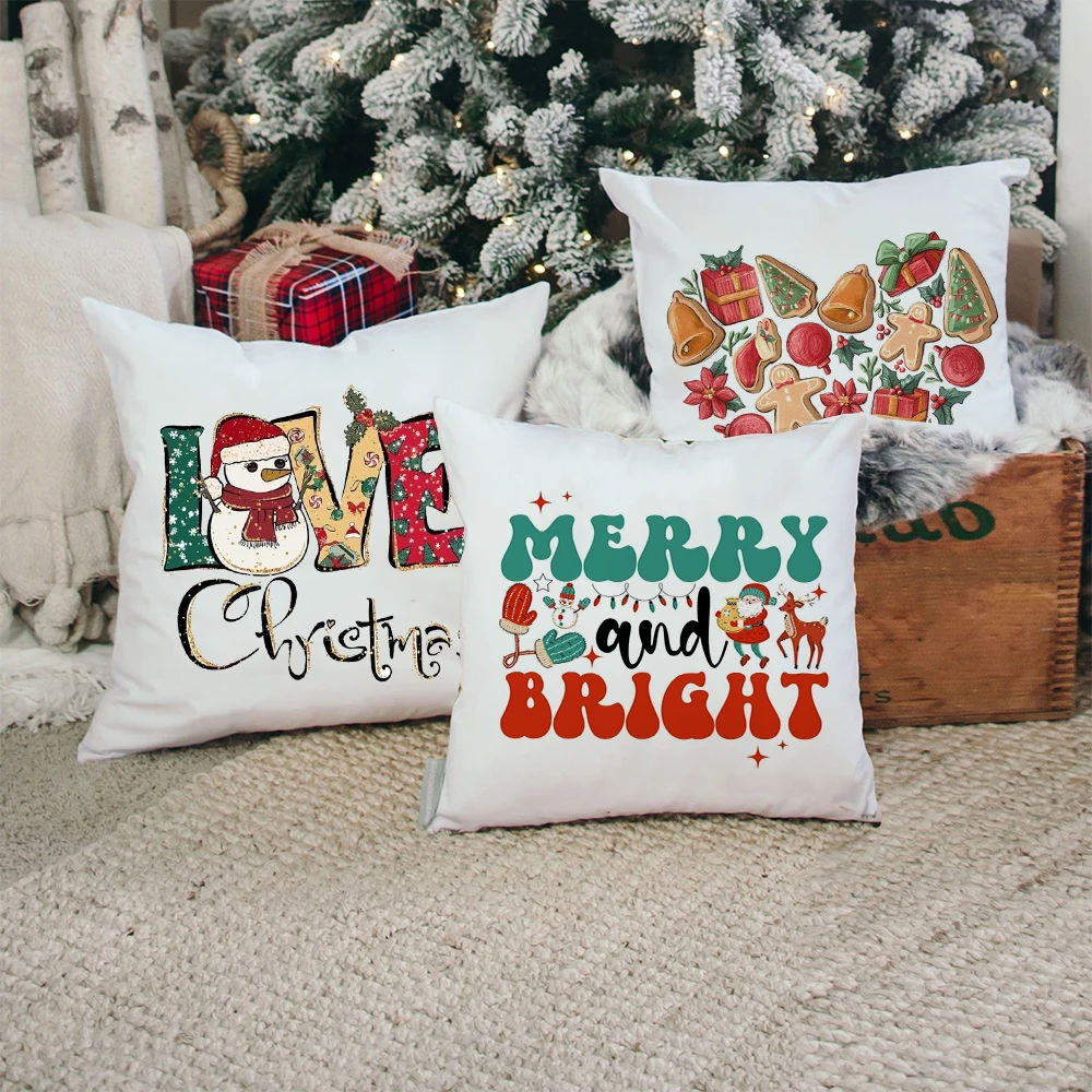 

Christmas Pillow Covers Holiday Decor Throw Pillow Cover Warm Winter Cushion Cover Christmas Party Decoration Xmas Gift