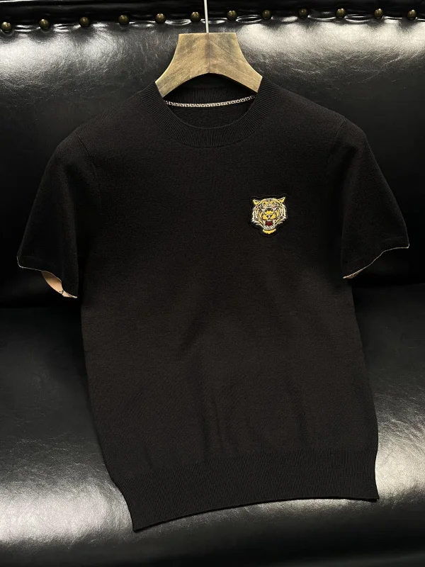 

High-End Embroidered Knitted ort-Sve Wool Sweater Men's Faion Slim Fit Autumn Winter Overhead round Ne f Sve C...