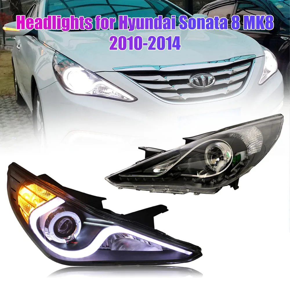 Car Styling Car Headlight Assembly For Hyundai Sonata 8 MK8 2010-2014 LED Head Lamp Car Tuning Light Parts Plug And Play